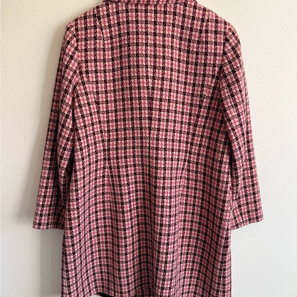 Pink Black Houndstooth Blazer 1X | Plus Size Tweed Statement Jacket - Picture 4 of 10